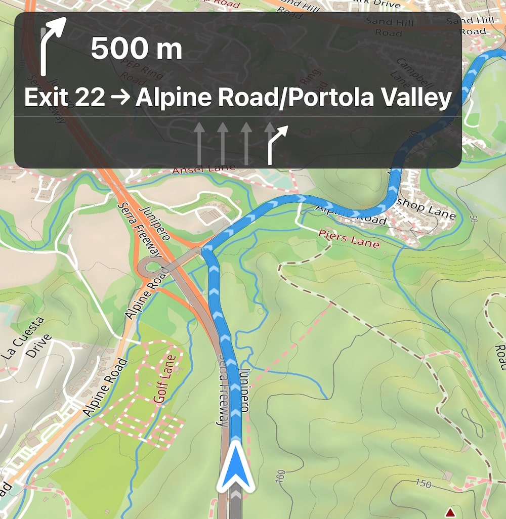 Guidage sur les voies dans Guru Maps